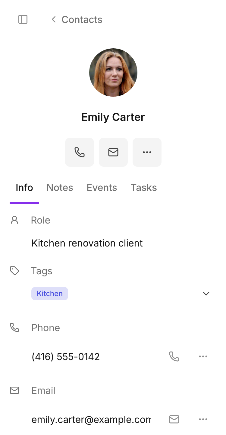 Open the contact to see the details the team keeps together.