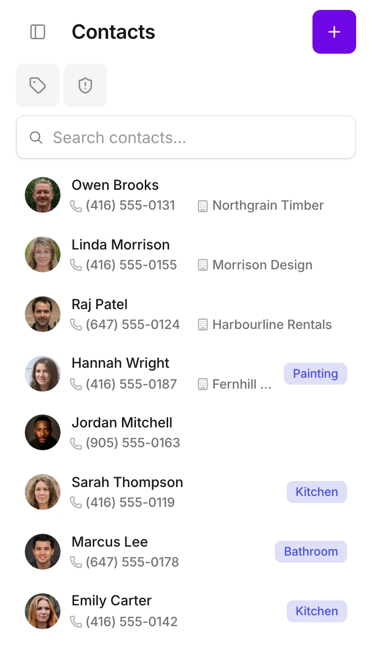 Find the customer in the workspace's contact list.